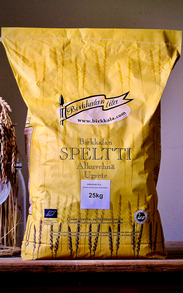 Birkkalan luomu speltti jyvä 25kg säkki.
